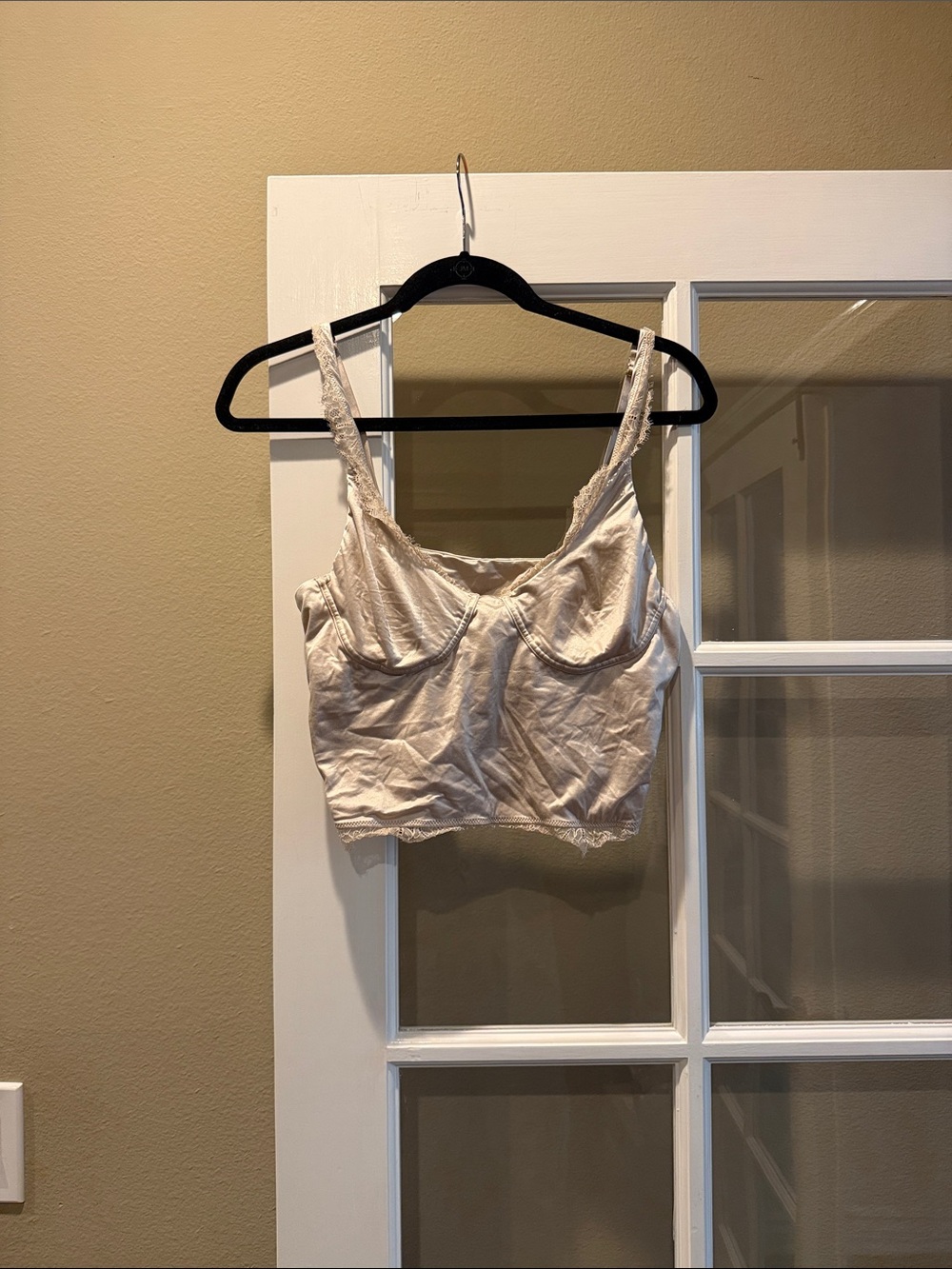 aerie Cream Lace-Trim Bralette Tank Top